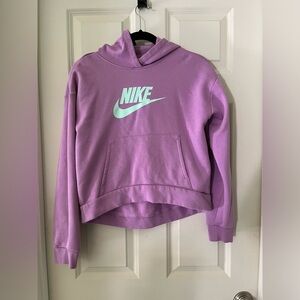 Nike Girl's Club Fleece Hi Low Pullover hooded sweatshirt-purple & blue  size XL